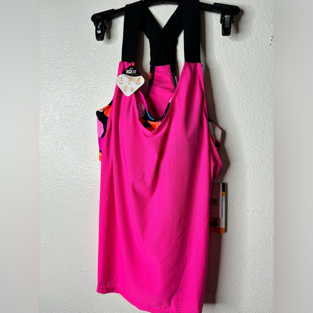 ZeroXposur Pink and Black Tank Running Swim Top NWT Retail $54